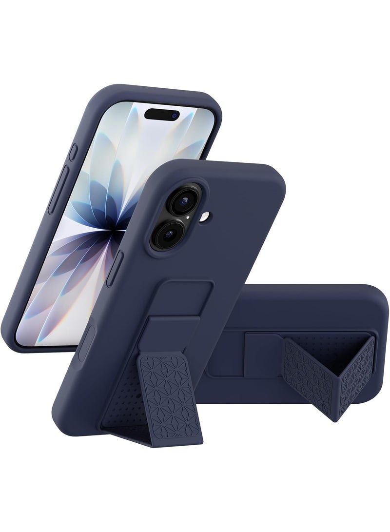 iPhone 17 Silicone Kickstand Case Compatible with iPhone 17, Vertical and Horizontal Stand Hand Strap Metal Kickstand Cover, Flexible Soft Liquid Silicone Stand Case for iPhone 17 - Image 1